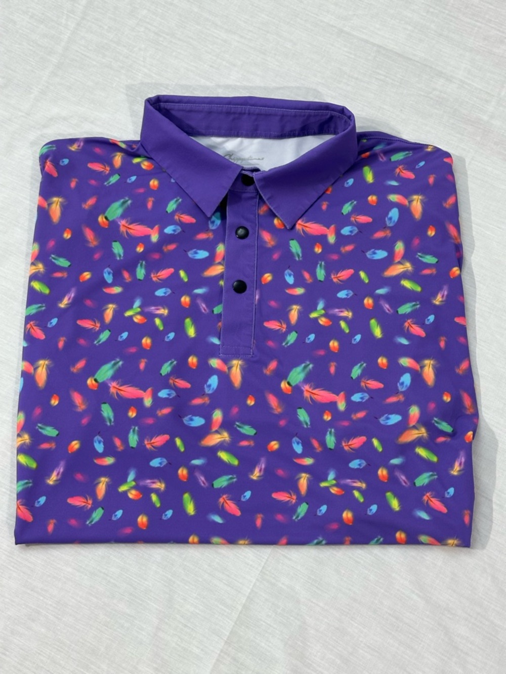 Men's Purple Feather-Print Polo Shirt